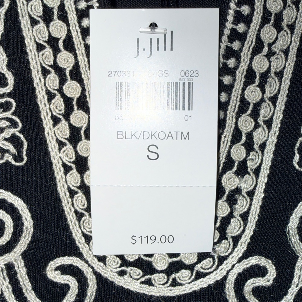 NWT J. Jill Women’s Embroidered, Split Neck, Puff Sleeve w/Pockets Shift Dress-S - Picture 16 of 16